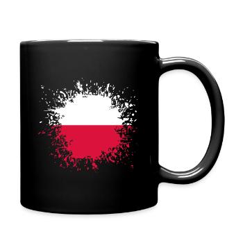 Polen Flagge Klecks Fleck Spritzer Farbfleck - Tasse einfarbig - Schwarz - Rechts