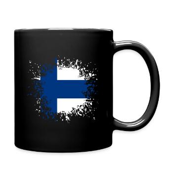 Finland flag banner country Suomi EU country - Full Colour Mug - black - Right