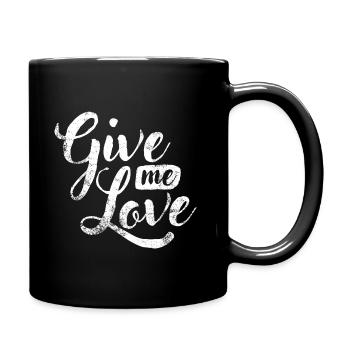 GIVE ME LOVE ROMANTIC STATEMENT USED LOOK - Full Colour Mug - black - Right