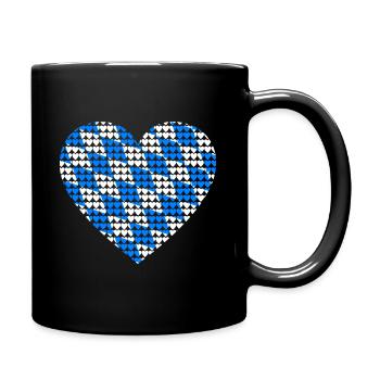 Bayern Fahne Herz Herzen Liebe Motiv - Tasse einfarbig - Schwarz - Rechts