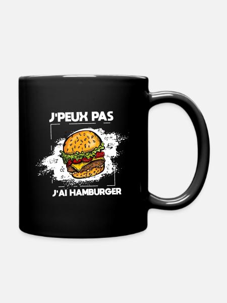 J'peux pas j'ai hamburger / Cadeau nourriture - Mug uni - noir