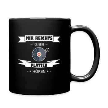 Vinyl Oldschool Schallplatten Platten Musik - Tasse einfarbig - Schwarz - Rechts