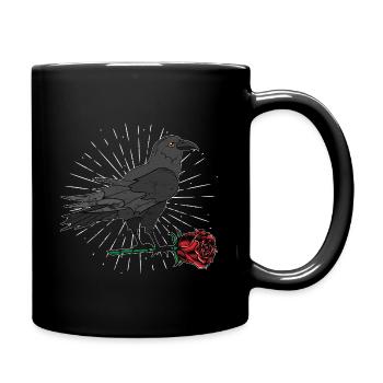 Wikinger Mythologie Geschenk Rose Rabe Krähe - Tasse einfarbig - Schwarz - Rechts