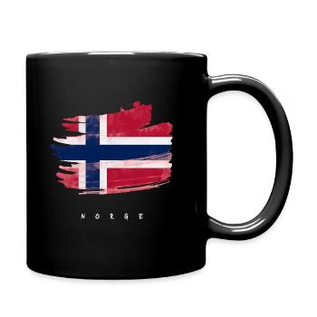 Norwegen norwegische Flagge Wasserfarben - Tasse einfarbig - Schwarz - Rechts