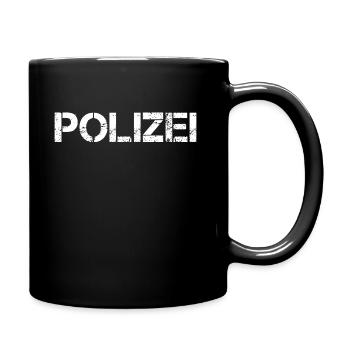 Polizei Druck Fasching Karneval - Tasse einfarbig - Schwarz - Rechts