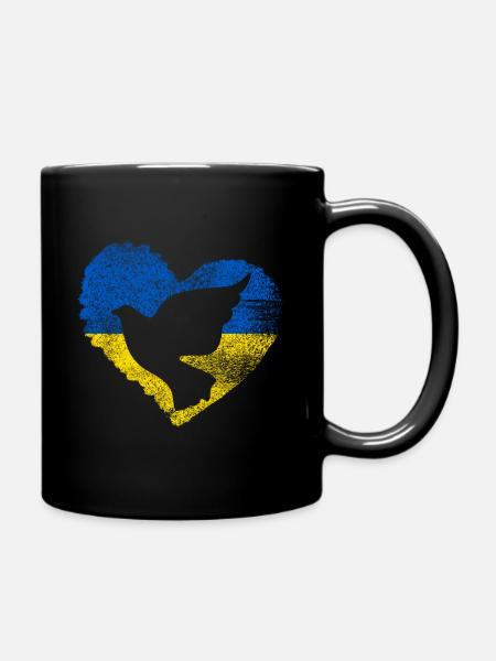 Ukraine Herz - Tasse einfarbig - Schwarz
