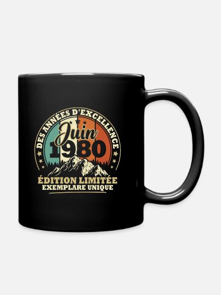 Vintage cadeau d'anniversaire née en juin 1980 - Mug uni - noir
