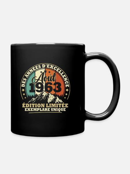 Vintage août 1963 vintage cadeau anniversaire - Mug uni - noir