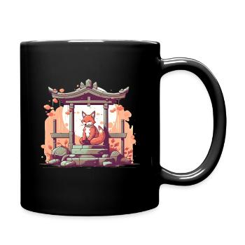 Fox Japan Inari Temple Kami Nippon Shinto - Full Colour Mug - black - Right