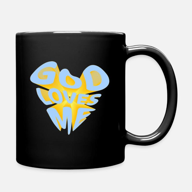 God Loves Me -blue- - Tasse einfarbig - Schwarz