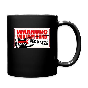 WARNUNG VOR DER KATZE - Tasse einfarbig - Schwarz - Rechts