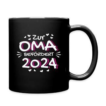 Baby 2024 zur Oma befördert Enkelkind Omi Geschenk - Tasse einfarbig - Schwarz - Rechts