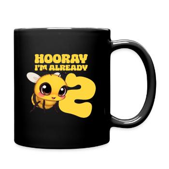 Bee 2 Years Birthday - Hooray I'm already 2 - Full Colour Mug - black - Right
