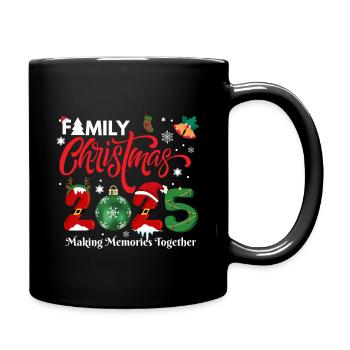 FROHE WEIHNACHTEN, Familienweihnachten 2025 - Tasse einfarbig - Schwarz - Rechts