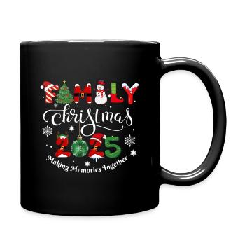 FROHE WEIHNACHTEN, Familienweihnachten 2025 - Tasse einfarbig - Schwarz - Rechts