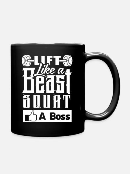 Beast Lift Gym Squat Boss - Full Colour Mug - black