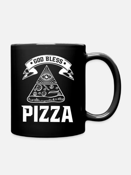 Pizza Holy Fast Food Gift Fun Funny Yummy - Full Colour Mug - black