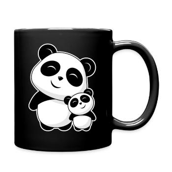 Niedliche Pandas Panda Geschwister Freunde Familie - Tasse einfarbig - Schwarz - Rechts