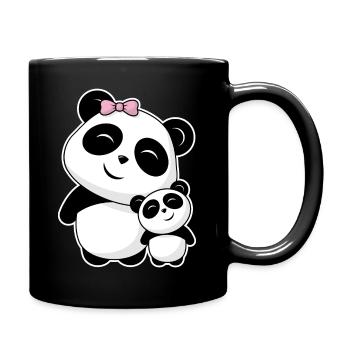 Niedliche Pandas Panda Geschwister Freunde Familie - Tasse einfarbig - Schwarz - Rechts