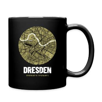 Dresden – City Stadtplan Map Karte (olivgrün) - Tasse einfarbig - Schwarz - Rechts