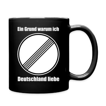 Unbegrenzt Verkehrszeichen Deutsche Autobahn - Tasse einfarbig - Schwarz - Rechts