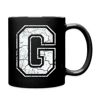 Letter G in white in the used look - Full Colour Mug - black - Right