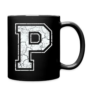 Un caractère P dans blanc in Used Look - Mug uni - noir - Droite