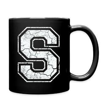 Letter S in white in the used look - Full Colour Mug - black - Right