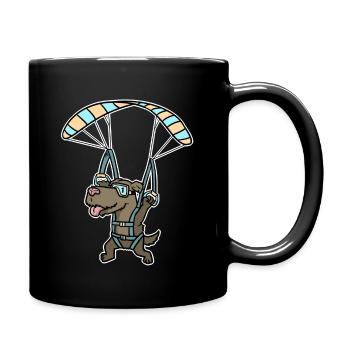 Gleitschirmfliegen Hund - Tasse einfarbig - Schwarz - Rechts