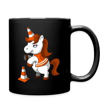 Einhorn Arbeit - Tasse einfarbig - Schwarz - Rechts