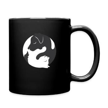 Jin et Yang signe chien chat amour symbiose - Mug uni - noir - Droite