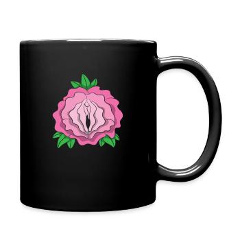 Rose pussy shirt vagina flower vagina plant - Full Colour Mug - black - Right