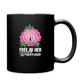Libre dans sa chemise sauvage Flower Vagin Rose - Mug uni - noir - Droite
