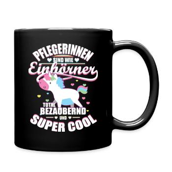 Pflegerin Geschenk - Tasse einfarbig - Schwarz - Rechts