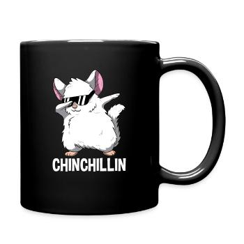 Dabbing Chinchillin Wortspiel Chinchilla Haustier - Tasse einfarbig - Schwarz - Rechts