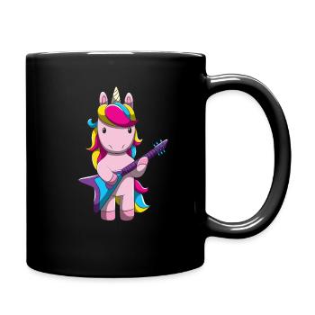 Einhorn E-Gitarre Girl Band Rock Pferd Sängerin - Tasse einfarbig - Schwarz - Rechts