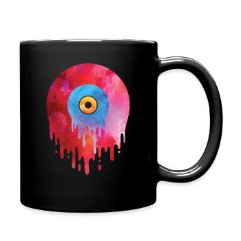 Schmelzende Vinylplatte T-Shirt Oldschool Musik Gr - Tasse einfarbig - Schwarz - Rechts