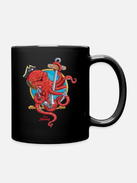 Käpt'n Sharky Riesenkrake - Tasse einfarbig - Schwarz