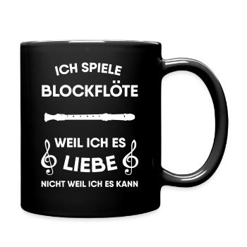 Blockflöte, Flöte, Instrument - Tasse einfarbig - Schwarz - Rechts