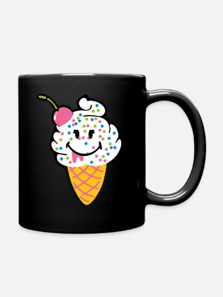 Smiley Kawaii Icecream - Tasse einfarbig - Schwarz