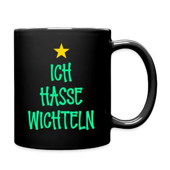 Ich Hasse Wichteln I Witziges Wichtelgeschenk - Tasse einfarbig - Schwarz - Rechts