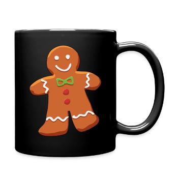 Gingerbread man cartoon Christmas pastry - Full Colour Mug - black - Right