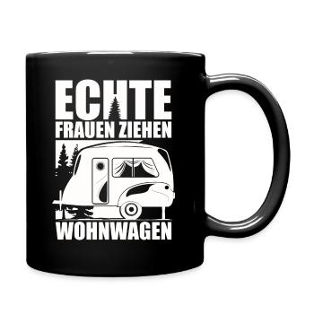 Wohnwagen Camping Geschenk - Tasse einfarbig - Schwarz - Rechts