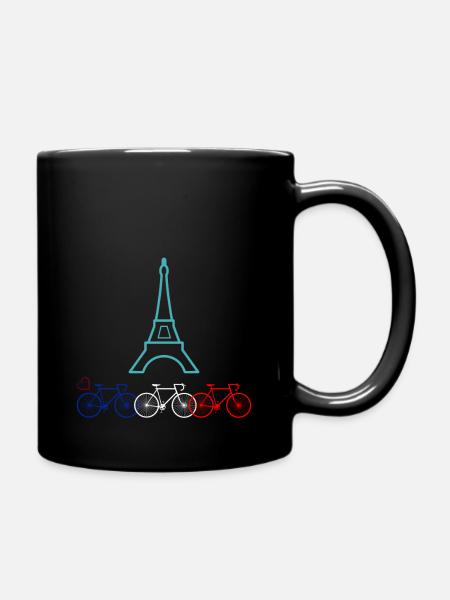 Biking in Paris - Full Colour Mug - black