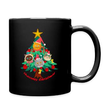 Katzen Weihnachtsbaum T-Shirt - Tasse einfarbig - Schwarz - Rechts