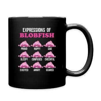 Expressions of Blobfish | Funny blobfish meme - Full Colour Mug - black - Right