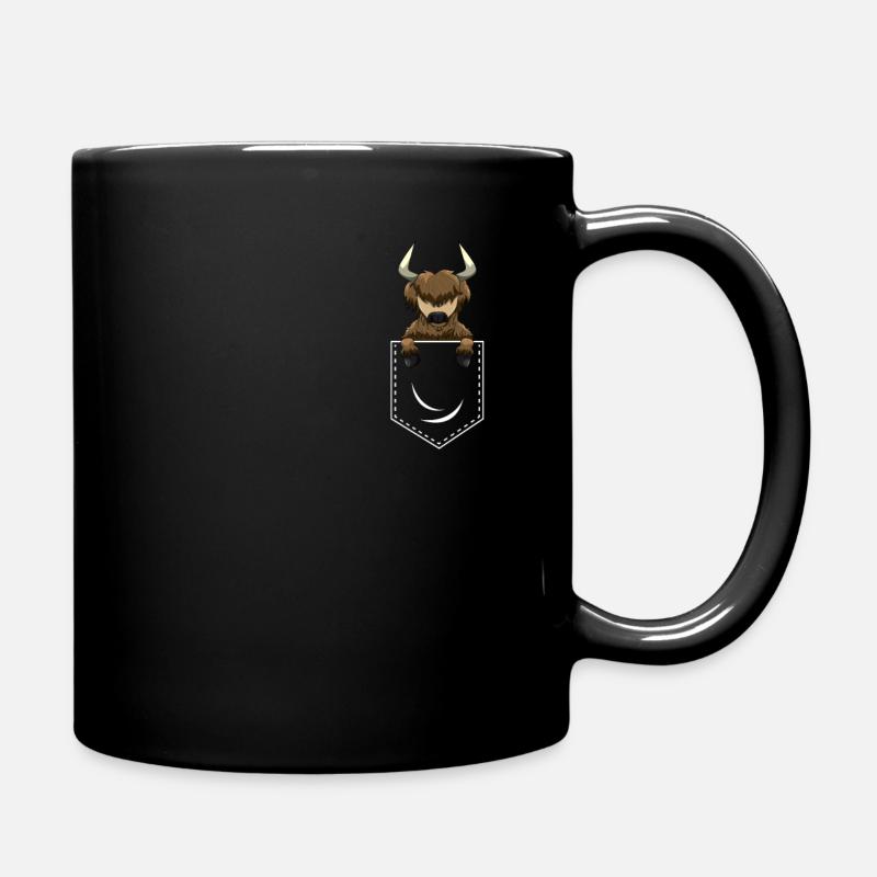 Highland cow in pocket - Full Colour Mug - black
