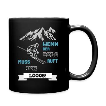 Wenn der Berg ruft Ski Wintersport Design Geschenk - Tasse einfarbig - Schwarz - Rechts