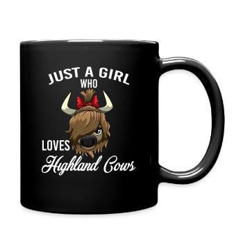 Just A Girl Who Loves Highland Cows Hochlandrind - Tasse einfarbig - Schwarz - Rechts