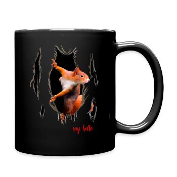 SQUIRREL SAY HELLO - Full Colour Mug - black - Right